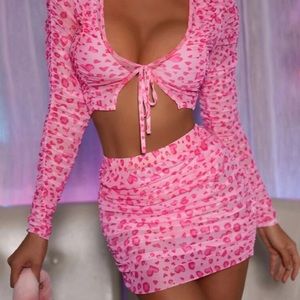 Sheer pink skirt set